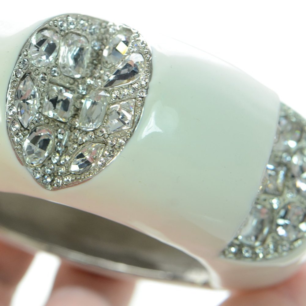 Kenneth Jay Lane Kjl White Enamel Crystal Bangle … - image 5